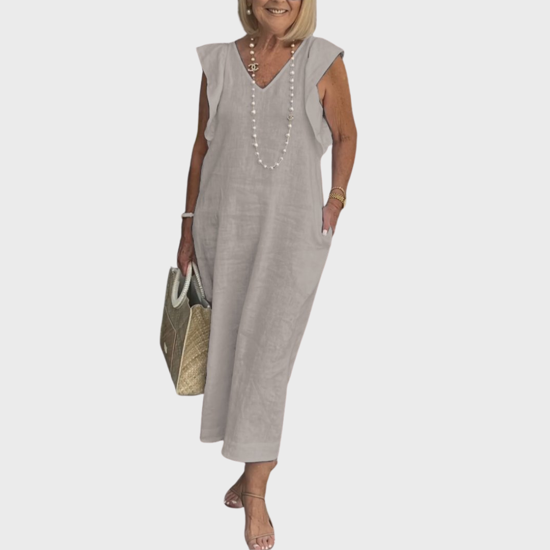 Rosalinda | Women's Sleeveless V-Neck Maxi Dress with Pockets
