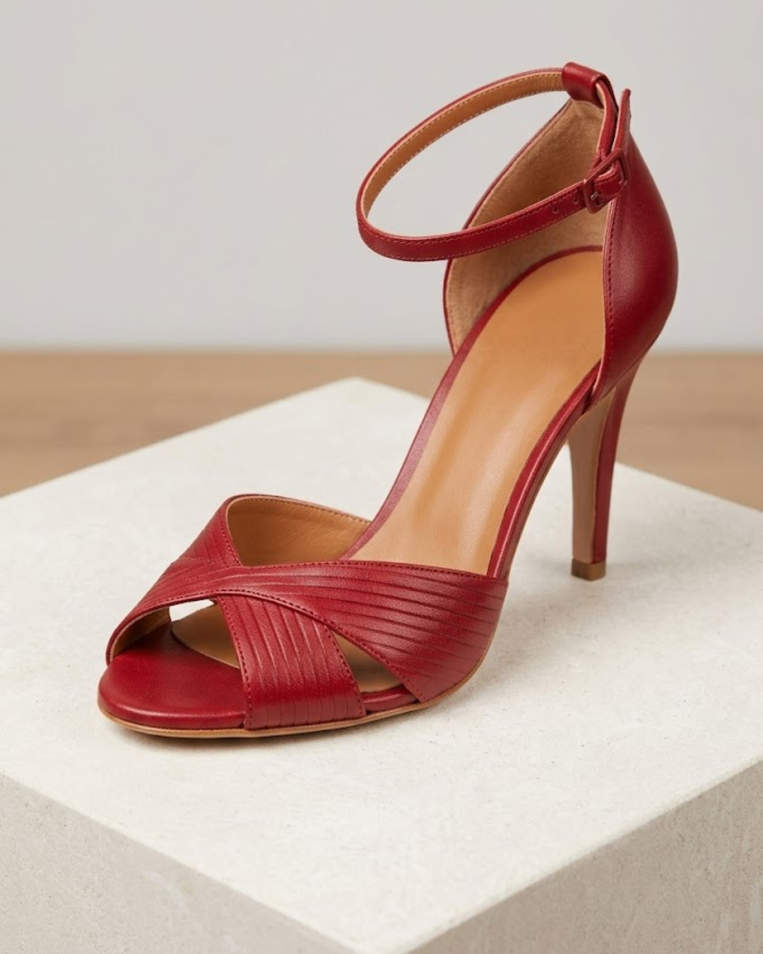 Scarlett | Women's Red Ankle Strap Stiletto Sandals