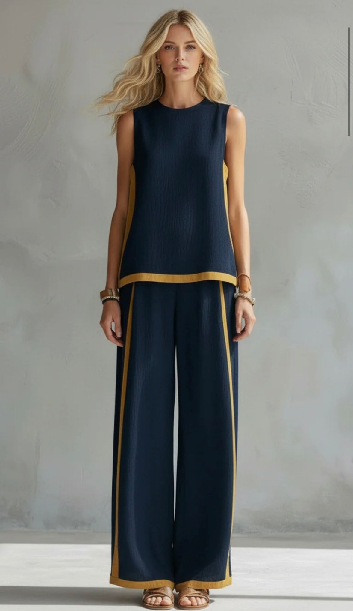 Seraphine | Women's Sleeveless Two-Piece Set with Contrast Trim