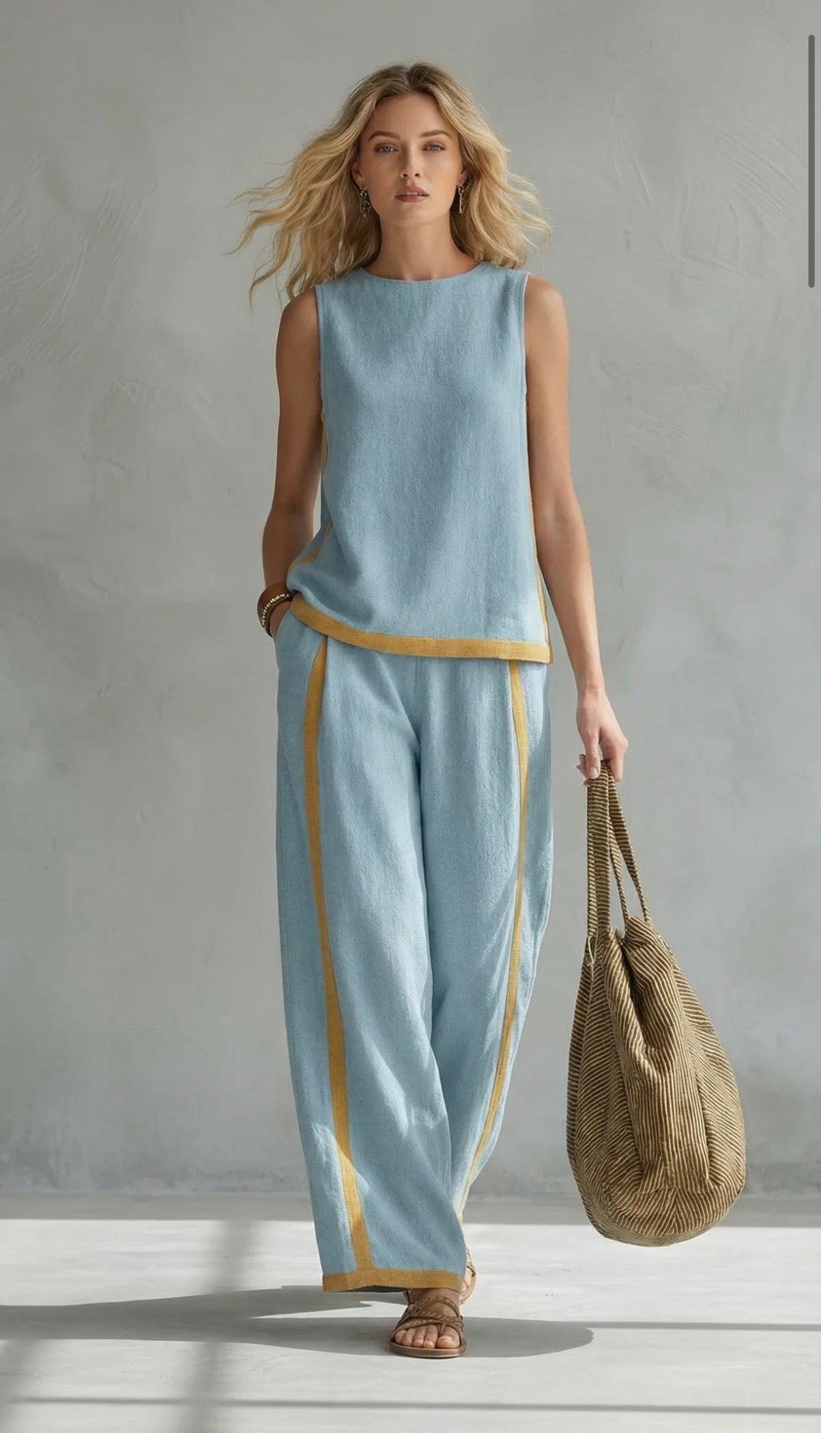 Seraphine | Women's Sleeveless Two-Piece Set with Contrast Trim