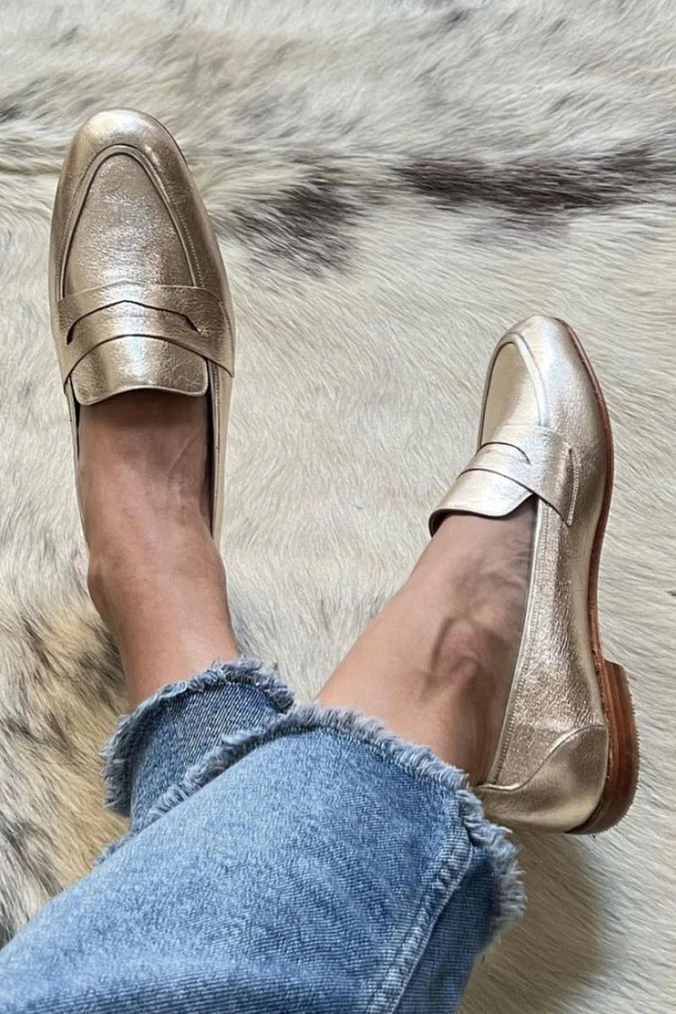 Sienna | Women's Metallic Gold Slip-On Loafers