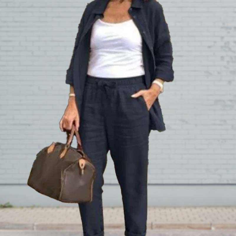Terra | Women's Two-Piece Set: Shirt Jacket and Drawstring Pants