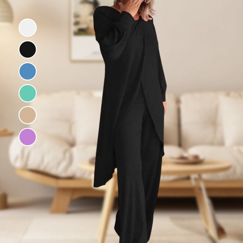 Haven | Women's Long Sleeve Tunic and Wide Leg Pants Two-Piece Set