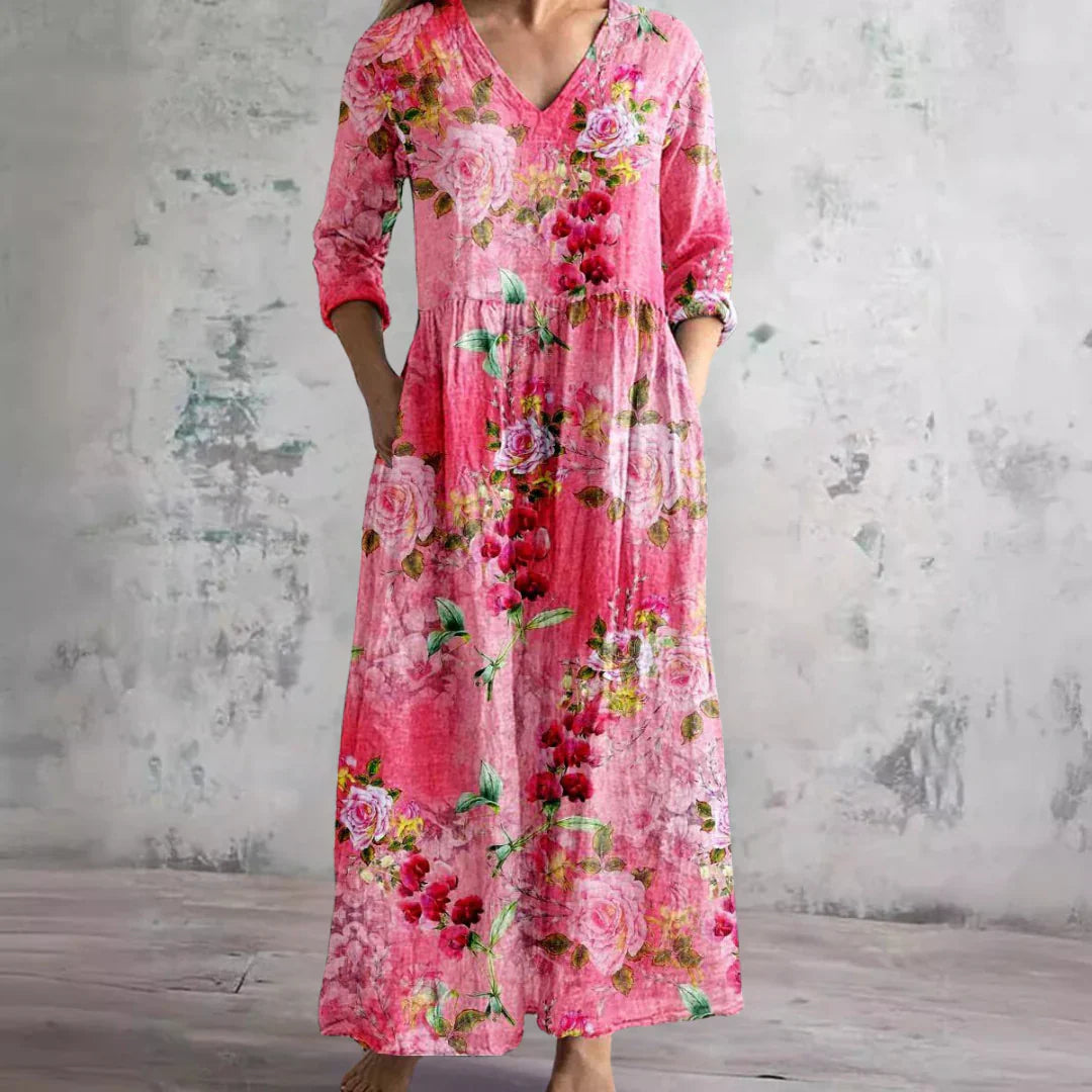 Kathleen™ Floral V-Neck Maxi Dress