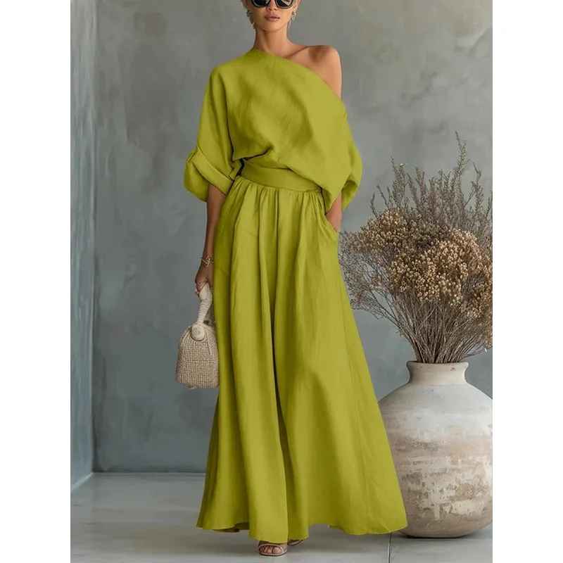 Thessaly | Women's Off-Shoulder Long Sleeve Two-Piece Ensemble