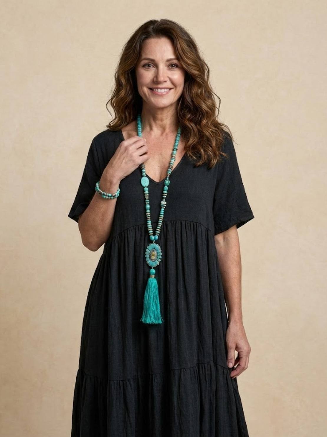 Sienna | Women's Short Sleeve V-Neck Tiered Maxi Dress
