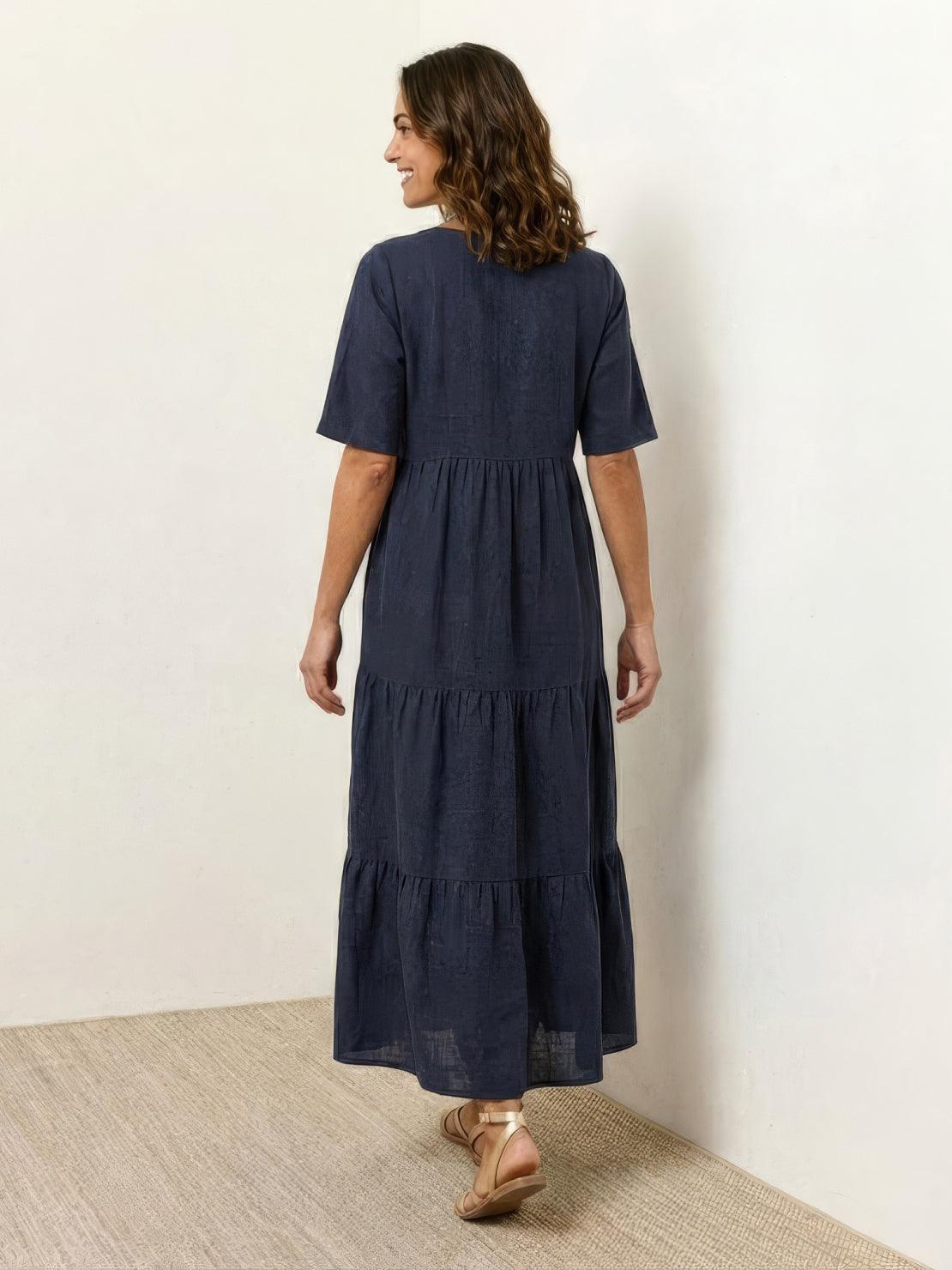 Sienna | Women's Short Sleeve V-Neck Tiered Maxi Dress