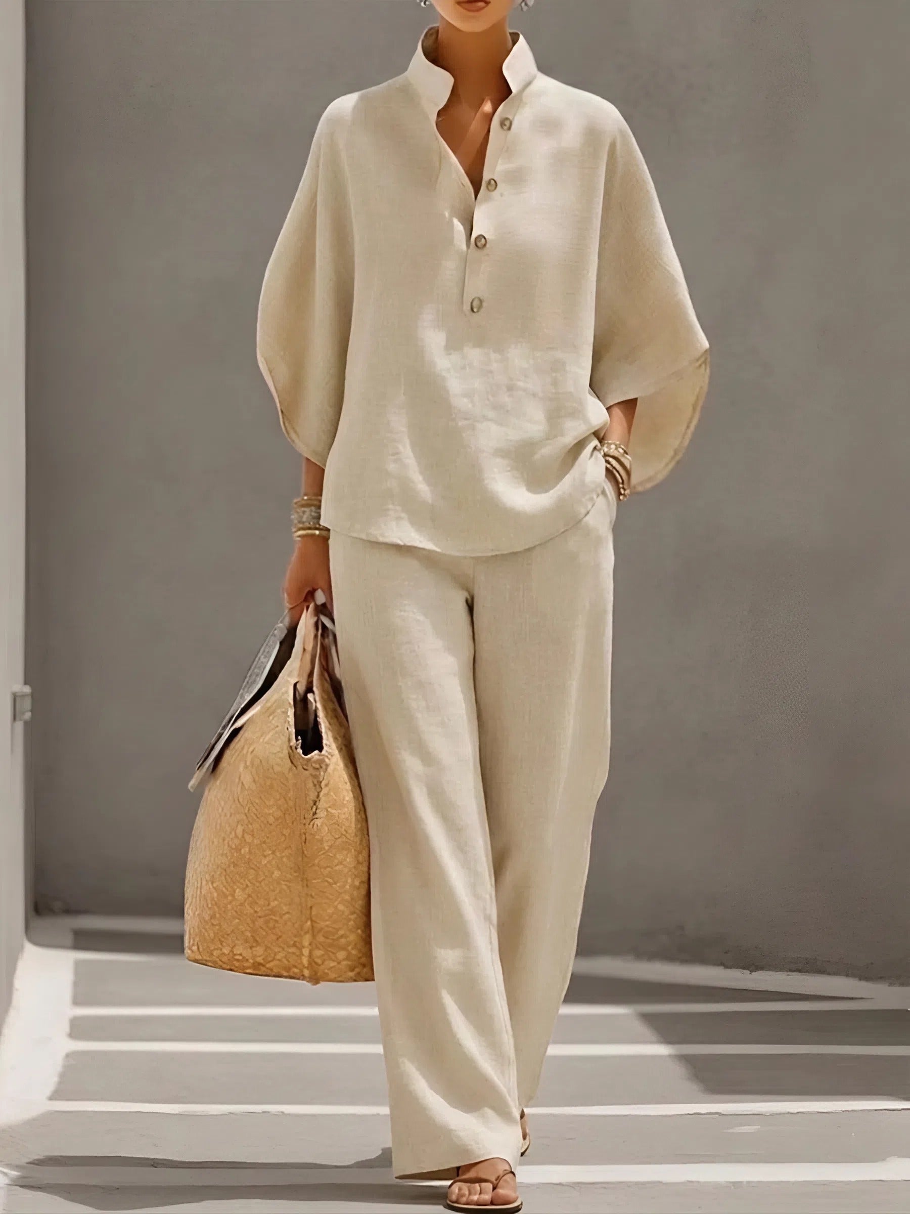 Valentina | Women's Wide Leg Button-Up Ensemble