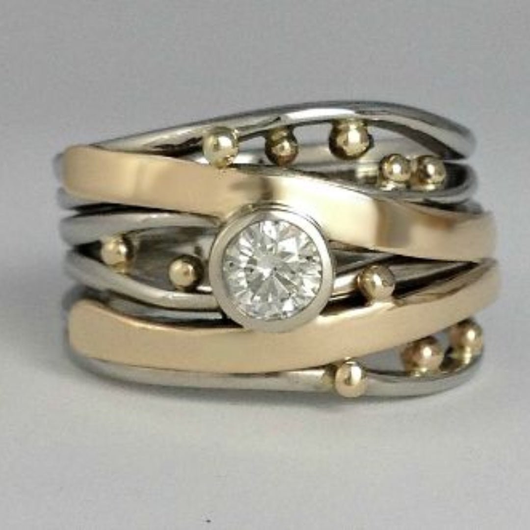 Ornara™ | Classic Gold Intarsia Zirconia Ring