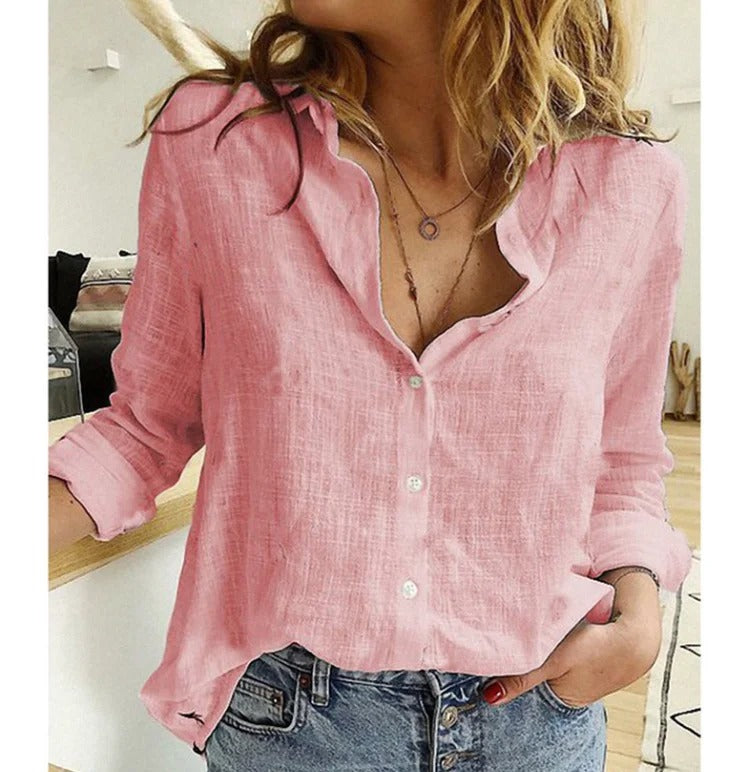 Winifred | Women's Long Sleeve V-Neck Button-Up Blouse