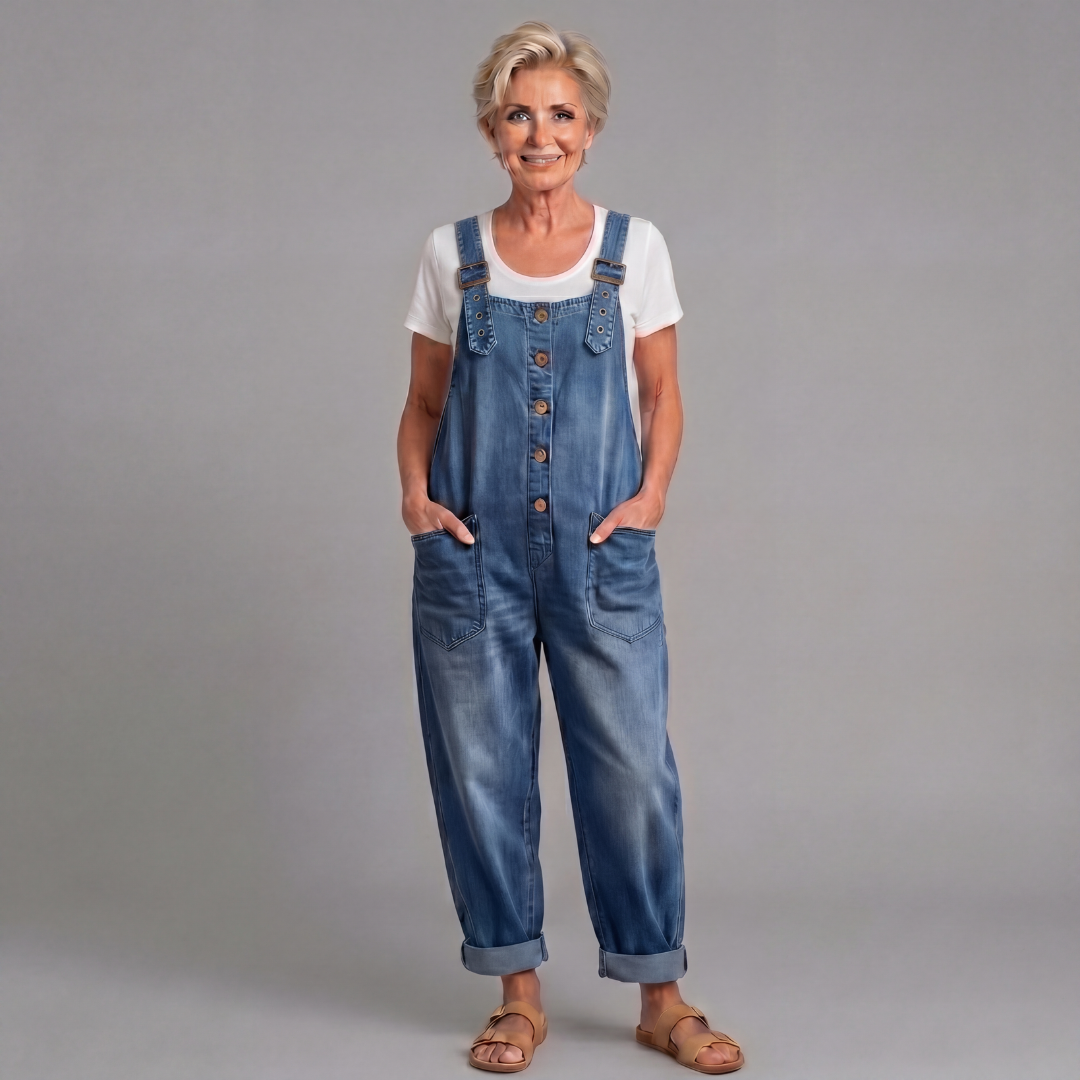 Winifred | Women's Button-Up Wide Leg Overalls