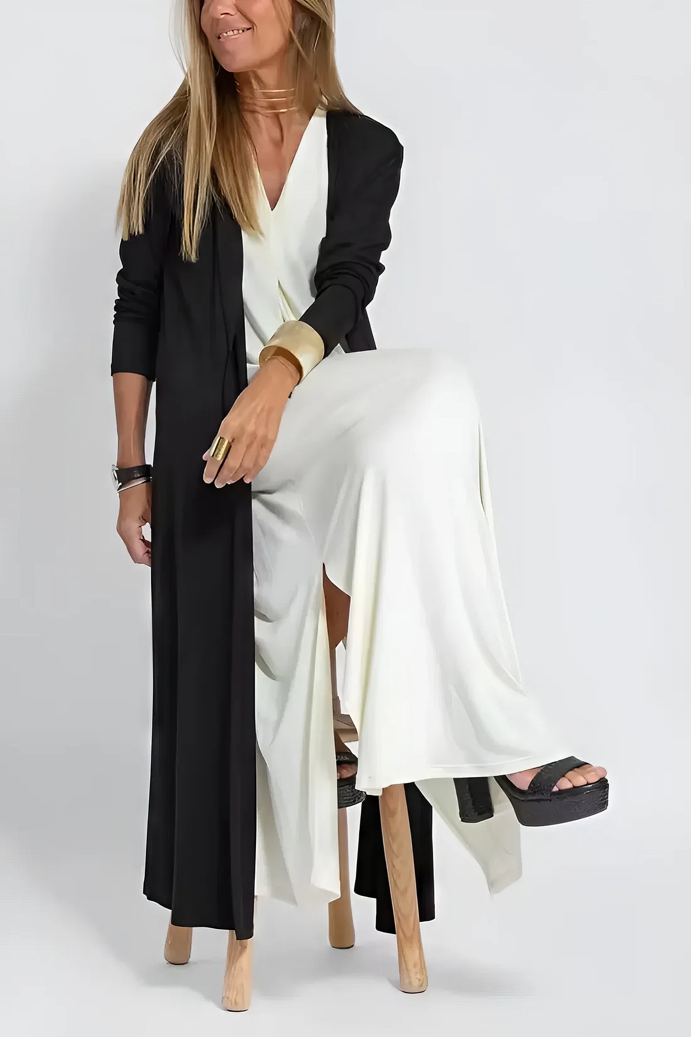 Juno™ | Chic Long Dress with Matching Cardigan