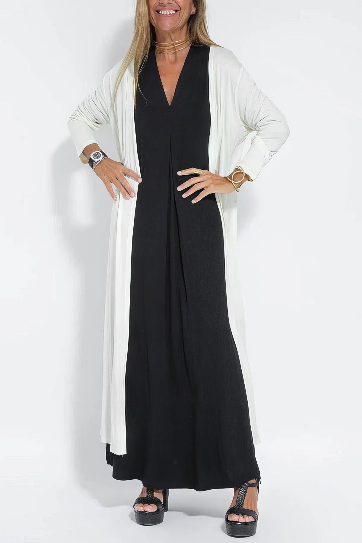 Juno™ | Stylish Long Dress with Matching Cardigan