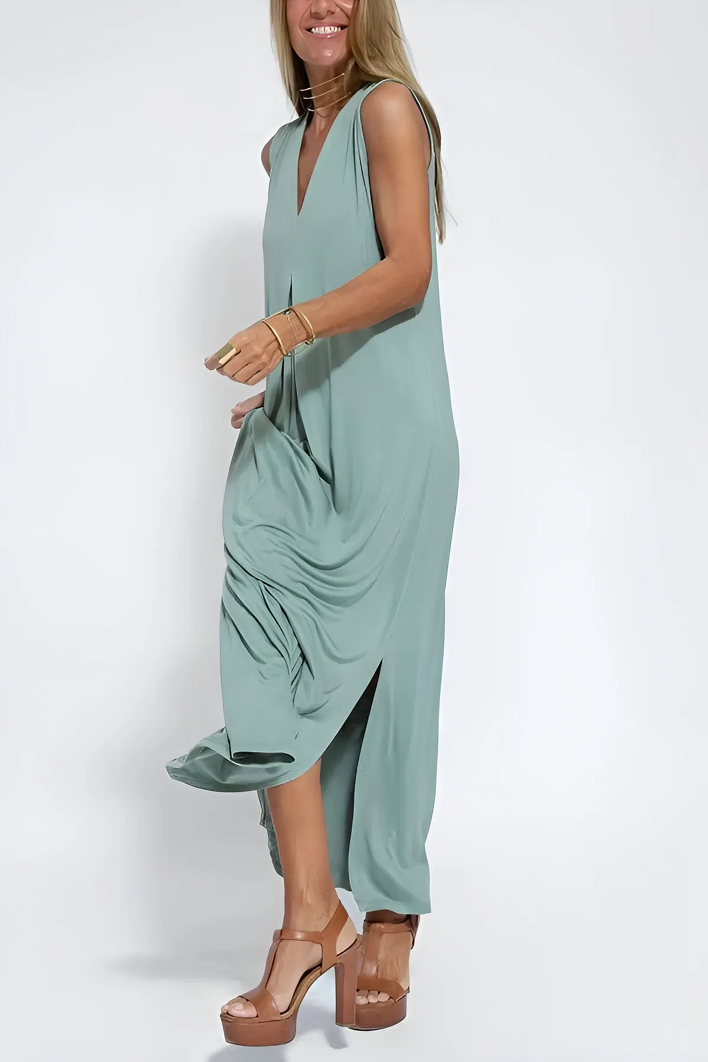 Juno™ | Chic Long Dress with Matching Cardigan