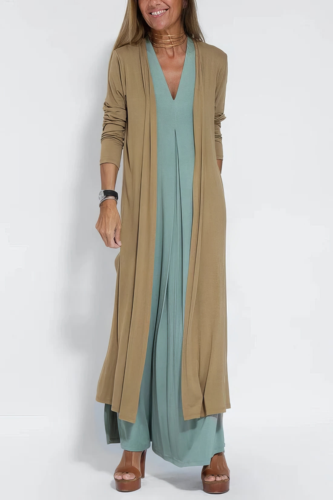 Juno™ | Stylish Long Dress with Matching Cardigan
