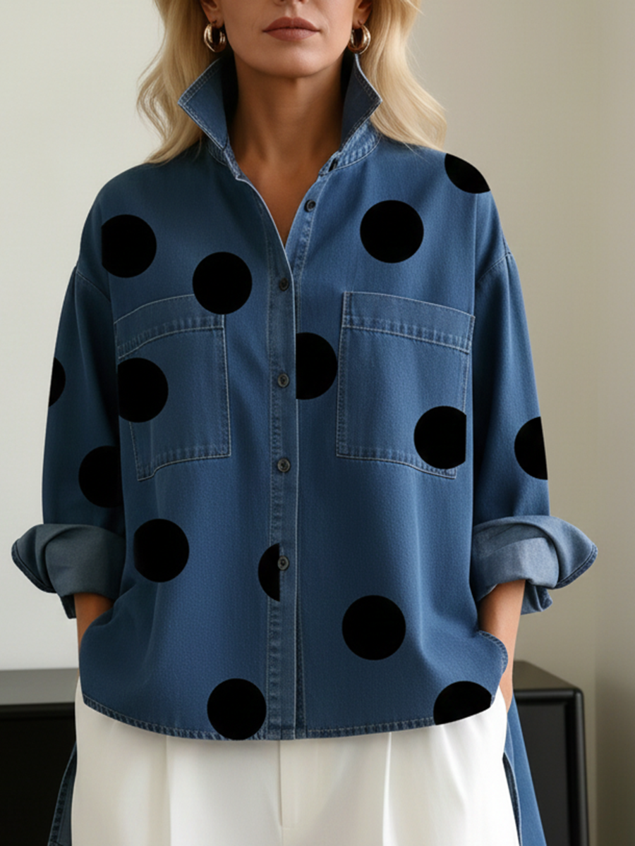 Zara | Women's Long Sleeve Polka Dot Shirt