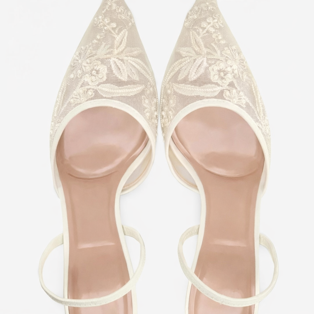Zephyr | Women's Embroidered Slingback Kitten Heels